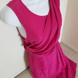 Neiman's Marcus roman grecian hot pink wrap dress